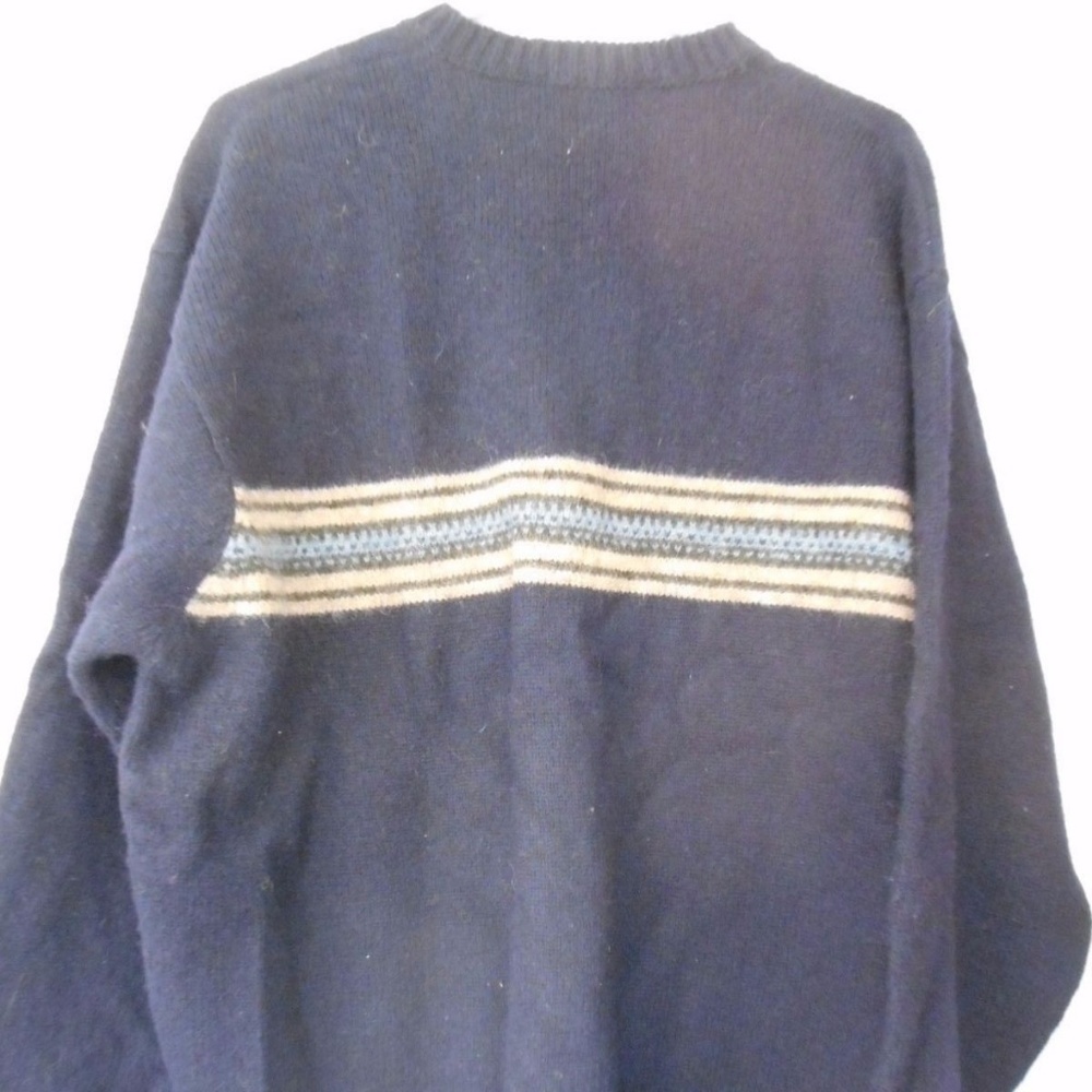 J. Crew Navy Blue/Beige 100% Wool Sweater Size XL - Picture 6 of 6